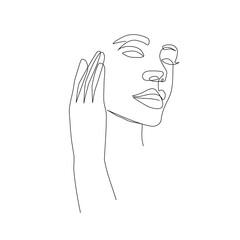 Abstract Line Art Woman Face. Woman Head One Line Drawing. Female Face Minimalist Simple Illustration for Print, Poster, banner, Wall Decor, Social Media. Vector EPS 10