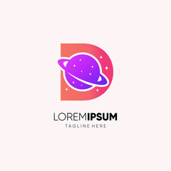 Fototapeta premium Letter D Initial Planet Logo Design Vector Icon Graphic Illustration
