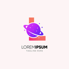 Letter L Initial Planet Logo Design Vector Icon Graphic Illustration
