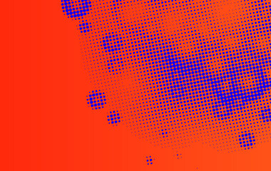 Splashed of abstract graphic digital dotted elements. purple splashed circular shapes on orange background. Base graphic design, vectorial cover. - obrazy, fototapety, plakaty