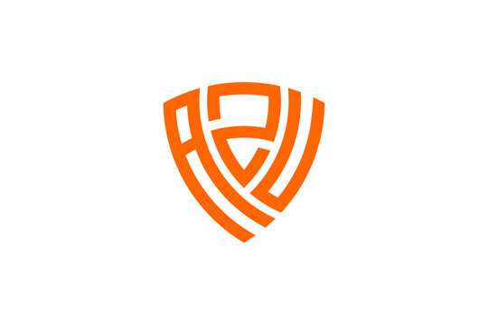 AZU creative letter shield logo design vector icon illustration