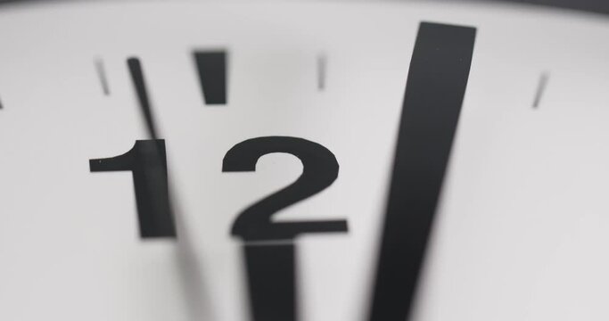Close up detail - Number twelve second hand rotates with time.