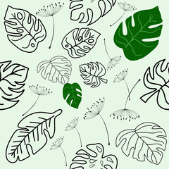 full color leaf, seamless pattern palm leaf, green palm leaf pattern, nature leamless patern