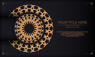 Print-ready invitation design with luxurious ornaments. Black background with greek luxury vintage ornaments and text place.