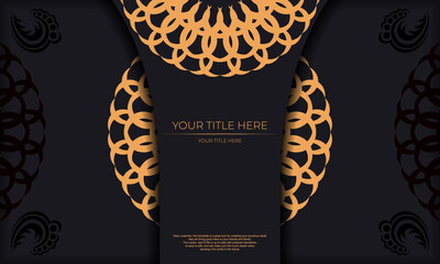 Template for design printable invitation card with luxurious patterns. Black template banner with greek luxury ornaments and place under the text.