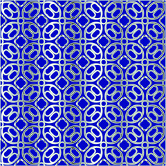 metal pattern on a blue background. pattern for fabric, wallpaper, packaging. Decorative print.