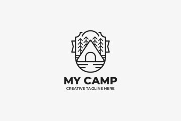 Camping Outdoor Nature Park Monoline Logo