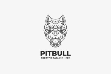Black and White Pitbull Head Logo