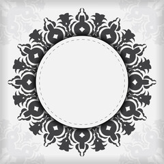 Stylish Template for print design postcards in white color with luxurious Greek ornaments. Vector Preparing invitation card with vintage patterns.