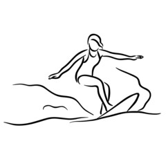 surfing girl Clip art Line art