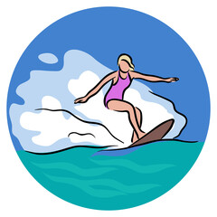 Obraz na płótnie Canvas surfing girl Clip art
