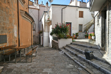 A street in the historic center of Castelsaraceno, a old town in the Basilicata region, Italy.