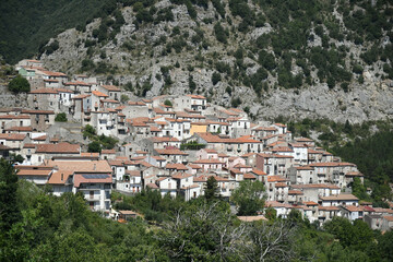 Fototapeta premium Panorama of Castelsaraceno, an old town in the province of Potenza, Italy.