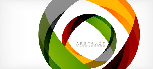 Obraz premium Geometric abstract background. Circle created with overlapping color shapes. Vector Illustration For Wallpaper, Banner, Background, Landing Page