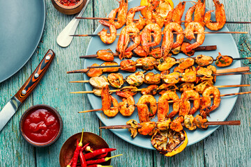 Grilled shrimp on a skewer