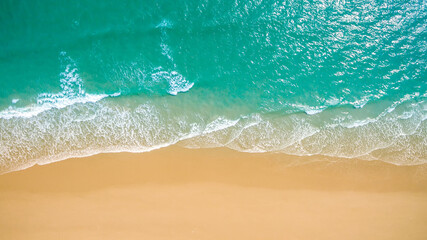 Top view aerial image from drone of an stunning beautiful sea landscape beach with turquoise water...