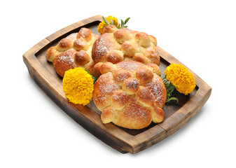 Bread of the dead on white background. Celebration of Mexico's Day of the Dead (El Dia de Muertos)