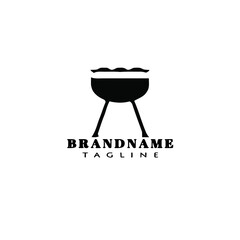 barbecue grill cartoon logo icon design template vector illustration