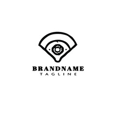 baseball field logo cartoon icon design template isolated black vector illustration