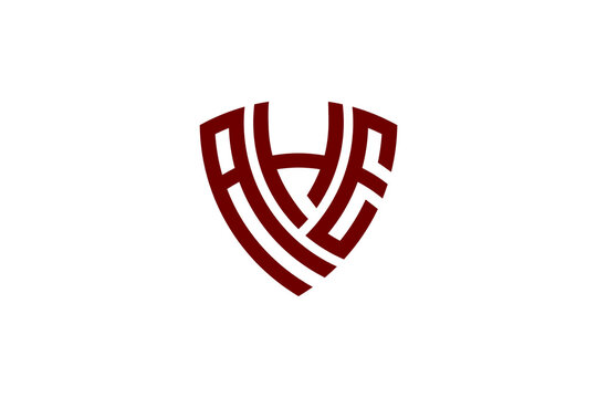 AHE creative letter shield logo design vector icon illustration