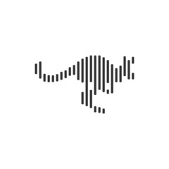 kangaroo black barcode line icon vector on white background.