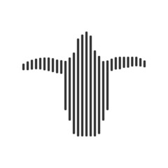 penguin black barcode line icon vector on white background.