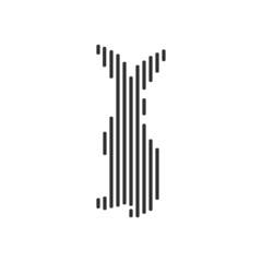 rabbit black barcode line icon vector on white background.