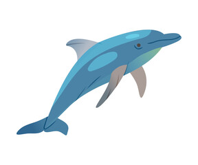 Blue Dolphin as Underwater Sea Animal Vector Illustration