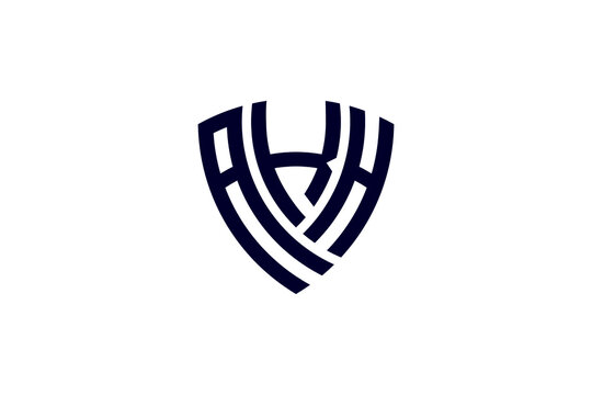 AKH creative letter shield logo design vector icon illustration