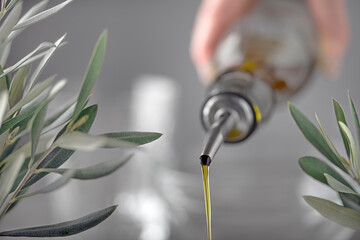 Olive oil pouring