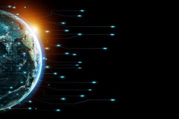 Concept of Global network connection. communication network for internet business. digital business big data connection. Elements of this image furnished by NASA.