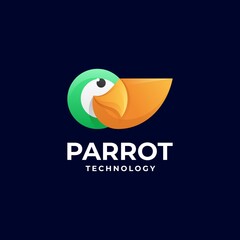 Fototapeta na wymiar Vector Logo Illustration Parrot Gradient Colorful Style.