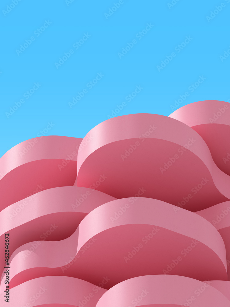 Fototapete abstract pink circular architecture, concave and convex, curve building. 3d rendering.