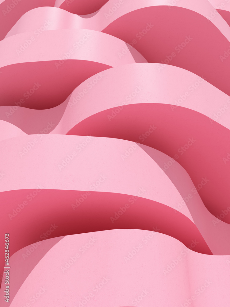 Fototapete abstract pink circular architecture, concave and convex, curve building. 3d rendering.