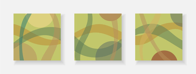 Abstract background with geometric shapes in trendy shades of gray, green and brown. Doodle drawings for web screensavers, template for cover or postcard design in modern style.