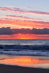 Gold coast beach beautiful colourful sky at sunrise