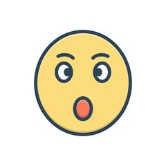 Color illustration icon for surprised 