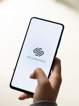 Assam, india - January 15, 2020 : Squarespace logo on phone screen stock image.