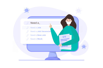 A woman looking for a job online on website