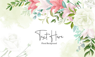 Fototapeta na wymiar elegant floral background with hand drawing soft flower and leaves