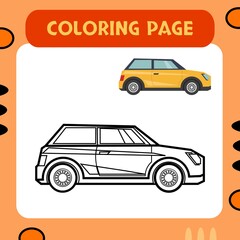 Obraz premium Colorful car coloring page premium vector suitable for kids education and multiple purpose