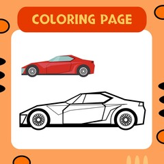 Colorful car coloring page premium vector suitable for kids education and multiple purpose