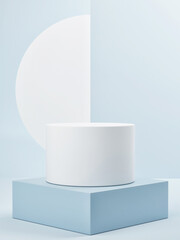 Mockup winner podium for product presentation, abstract minimal geometry, blue background, 3d render, 3d illustration.  