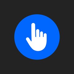 Obraz premium White Pointer on Blue Rounded Background. Isolated Swipe Up Icon. Minimalistic UI for Social Media. Vector illustration