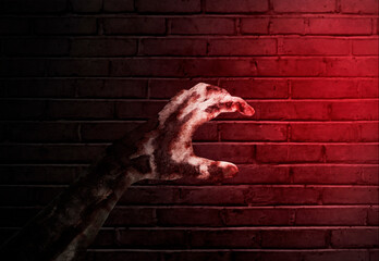 Zombie hand with blood and wound