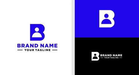 LETTER B LOGO PEOPLE NEGATIVE SPACE EDITABLE