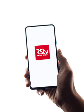 Assam, India - June 26, 2021 : Rajya Sabha TV Logo On Phone Screen Stock Image.