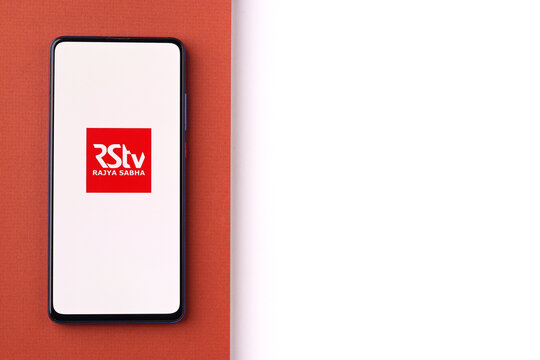 Assam, India - June 26, 2021 : Rajya Sabha TV Logo On Phone Screen Stock Image.