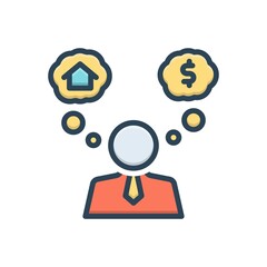 Color illustration icon for assume 
