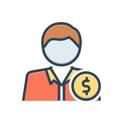 Color illustration icon for rich man